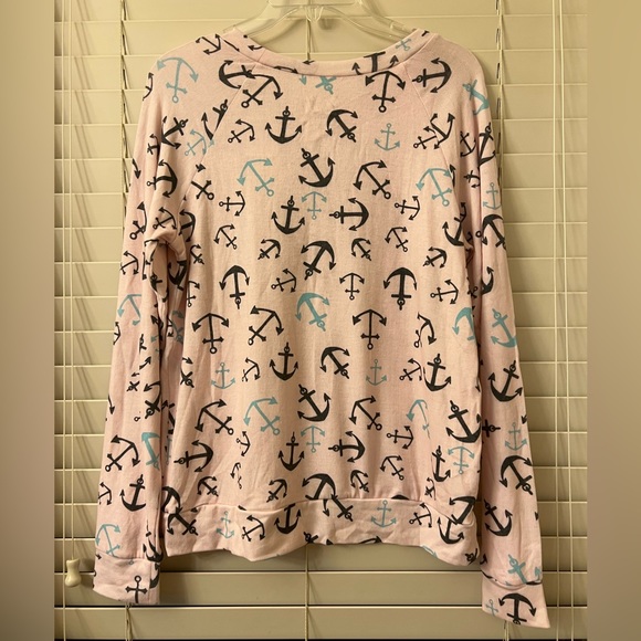 NEW- Cold Crush Pink Anchor Women's Medium Pullover Sweater Soft Pajama Top - Picture 2 of 12
